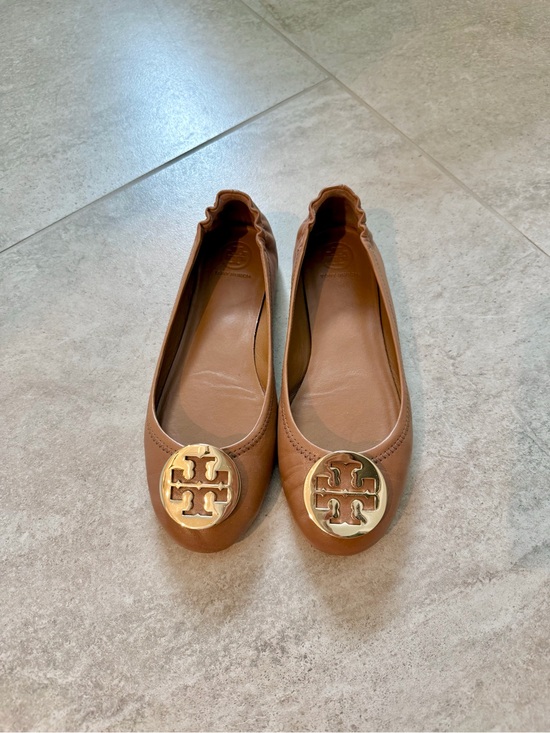 Tory Burch Shoes - Tory Burch Minnie Travel Ballet Flats Royal Tan/Gold Size 7.5